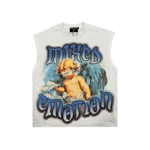 Angel Tee White Sleeveless Mixed Emotional Shirt